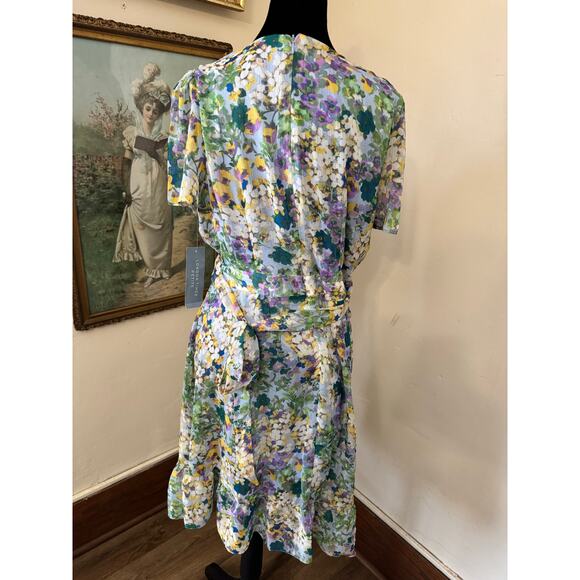 NWT Easter Spring Floral Wrap Dress 12P Petite London Times Garden Party - Picture 6 of 8
